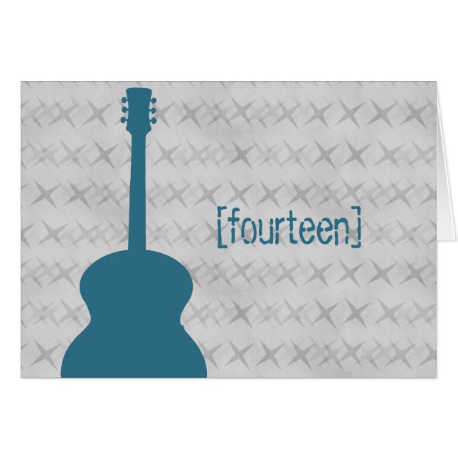 Blue Guitar Grunge Table Number Card (Front Horizontal)