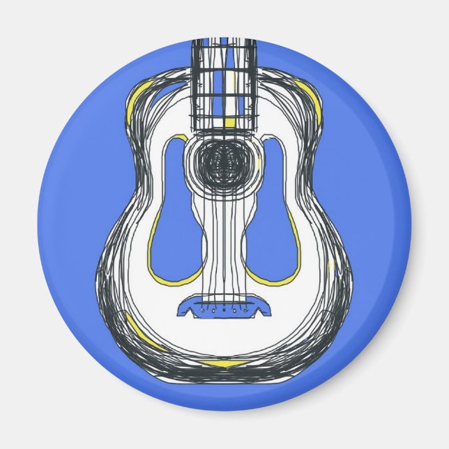 Blue Guitar Monster Face Magnet (Front)