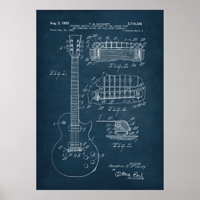 Blue | Guitar Patent Poster (Front)