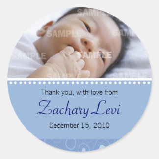 Blue Gumdrop Baby Message Classic Round Sticker