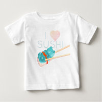 Blue Gummy Bear "I Love Sushi" Baby T-Shirt
