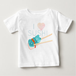 Blue Gummy Bear "I Love Sushi" Baby T-Shirt