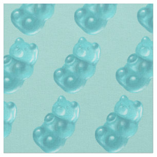 Blue Gummy Bear Pattern Fabric