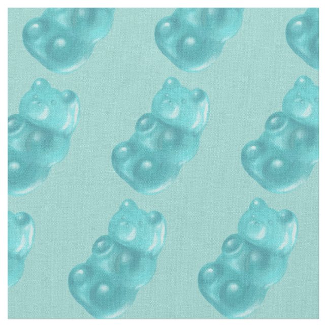 Blue Gummy Bear Pattern Fabric (Close Up)