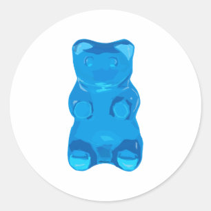 Blue Gummybear Illustration Classic Round Sticker
