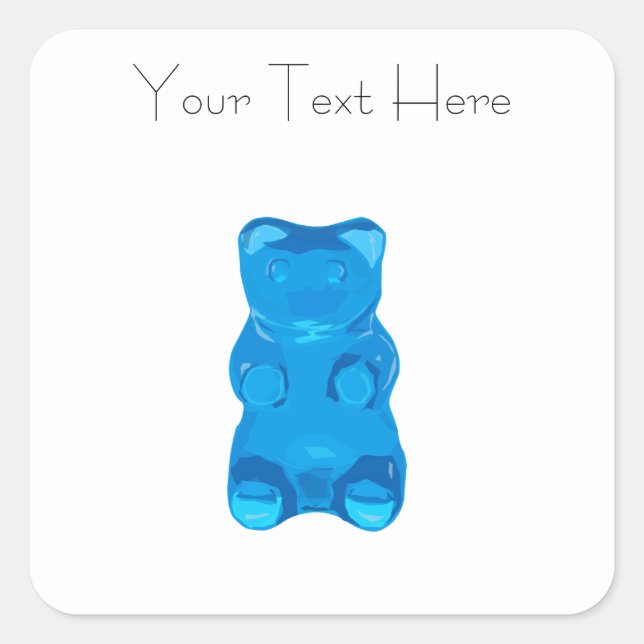 Blue Gummybear Illustration Square Sticker (Front)