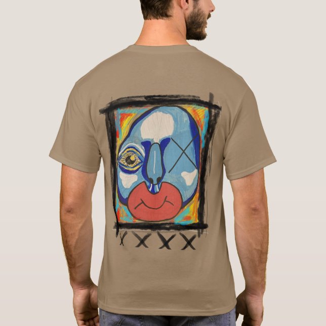 Blue Guy mixed media  T-Shirt (Back)