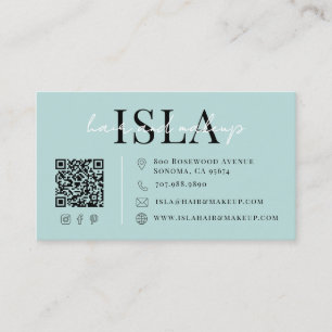 Blue Hair And Makeup Business Card