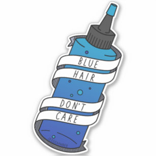 Blue Hair Don't Care Cartoon Dye Bottle