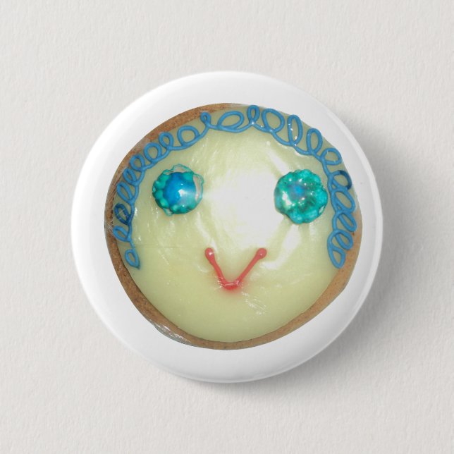 Blue Hair Emoji Art Print/Graphic 6 Cm Round Badge (Front)