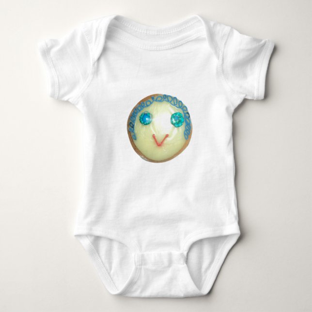 Blue Hair Emoji Art Print/Graphic Baby Bodysuit (Front)