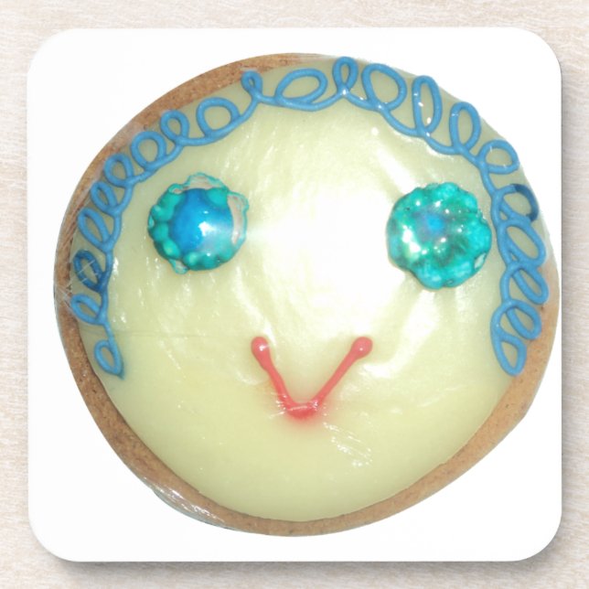 Blue Hair Emoji Art Print/Graphic Coaster (Front)