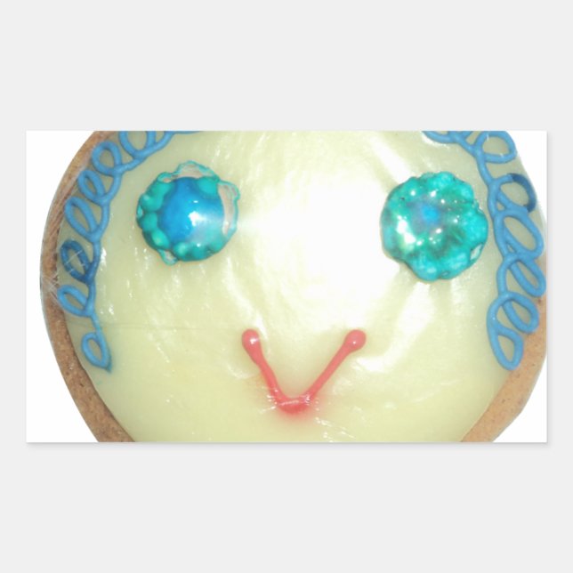 Blue Hair Emoji Art Print/Graphic Rectangular Sticker (Front)