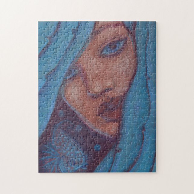 Blue Hair, Mermaid Portrait Fantasy Girl Woman Art Jigsaw Puzzle (Vertical)