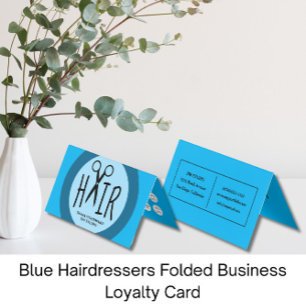 Blue Hairdressers Folded Business Loyalty Card