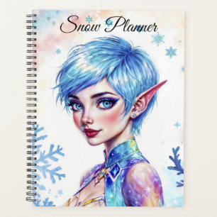 Blue haired elf magic ice princes snow forest planner