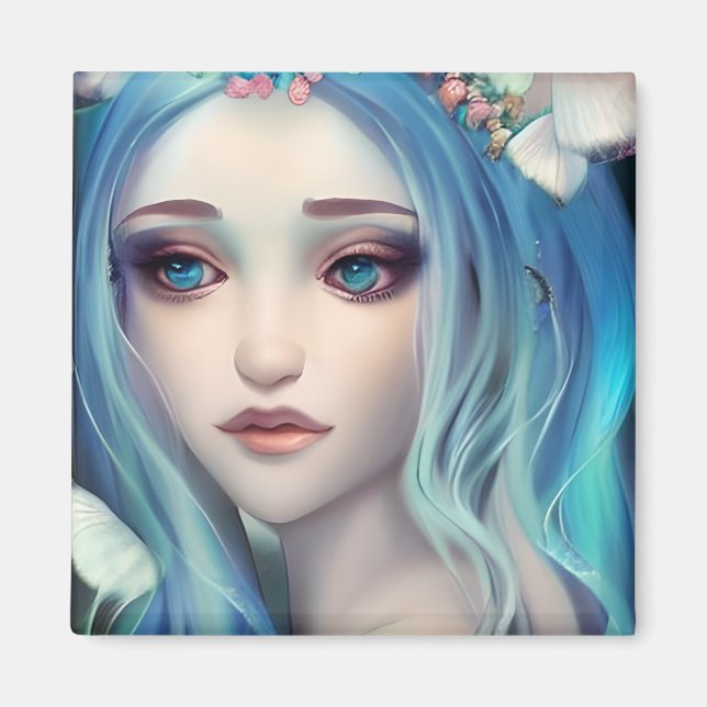 Blue Haired Fairy | Fantasy Art Magnet (Front)
