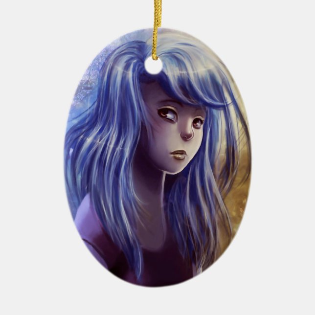 Blue Haired Girl Ornament (Front)