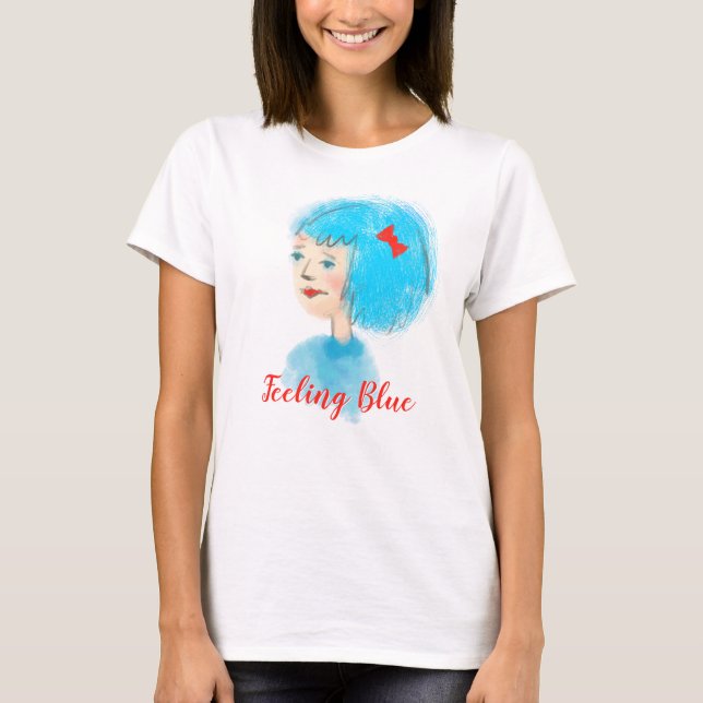 Blue Haired Lady Retro Girl T-Shirt (Front)