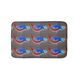 blue-haired  mermaids with blue stars bath mat