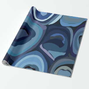 Blue Half Circles Abstract Geometric Wrapping Paper