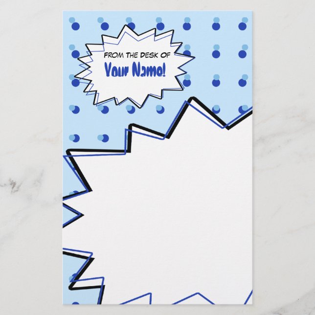Blue Halftone Pop Art Stationery (Front)