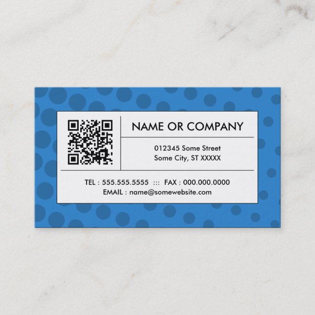 blue halftone QR code Business Card (Front)