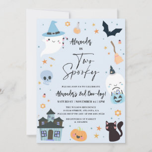 Blue Halloween 2nd Birthday Invitation