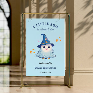 Blue Halloween A Little Boo Baby Shower Welcome  Poster