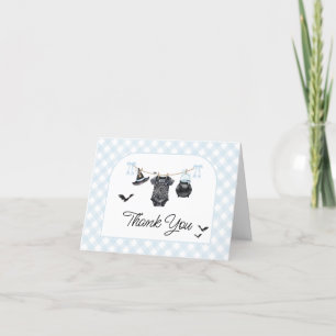 Blue Halloween Baby is Brewing Baby Shower Thank You Card
