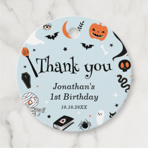 Blue Halloween Boy Birthday Party Favour Tags