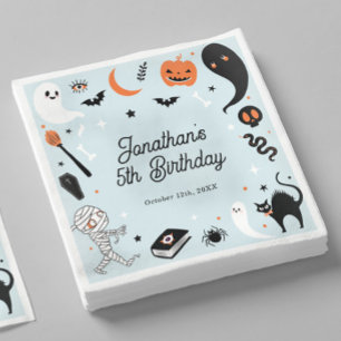 Blue Halloween Boy Birthday Party Napkin