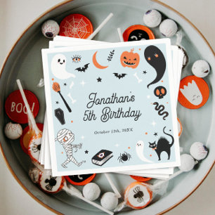 Blue Halloween Boy Birthday Party  Napkin