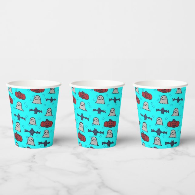 Blue Halloween Fun Print Paper Cups (Multi)