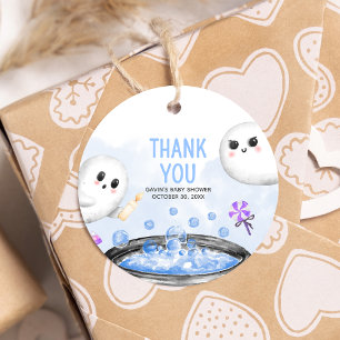 Blue Halloween It's a Boy Baby Shower Round Favour Tags