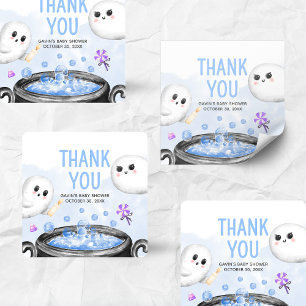 Blue Halloween It's a Boy Baby Shower Square Sticker