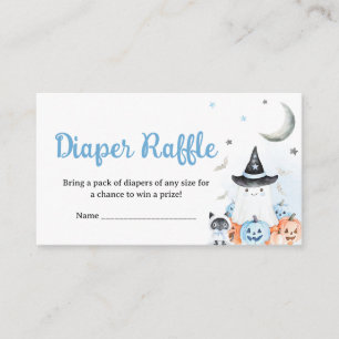 Blue Halloween Little Boo Baby Diaper Raffle Enclosure Card