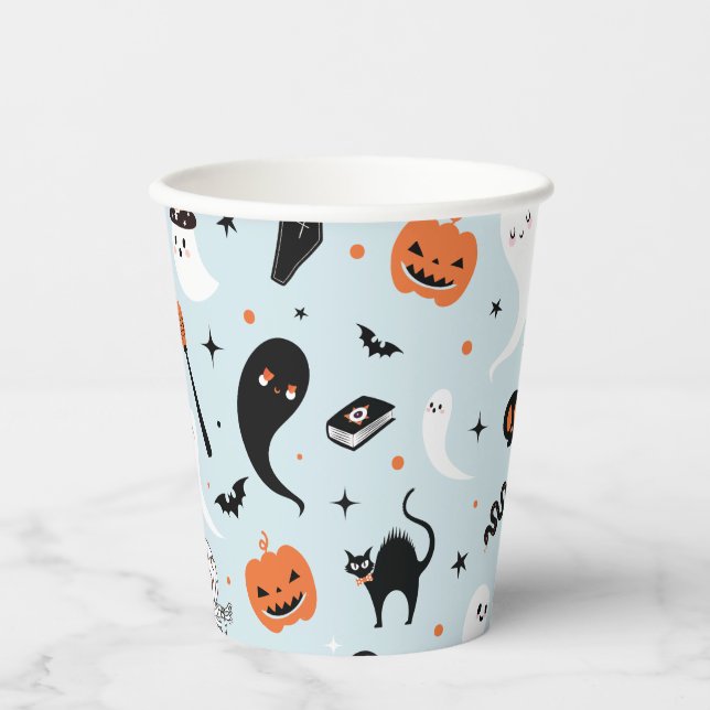 Blue Halloween Party Paper Cups (Front)