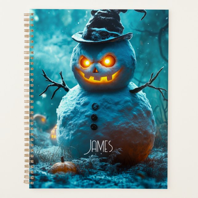 Blue Halloween Snowman Spooky Season Planner (Front)