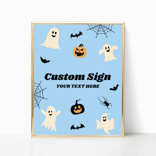 Blue Halloween Spooky Custom Party Sign