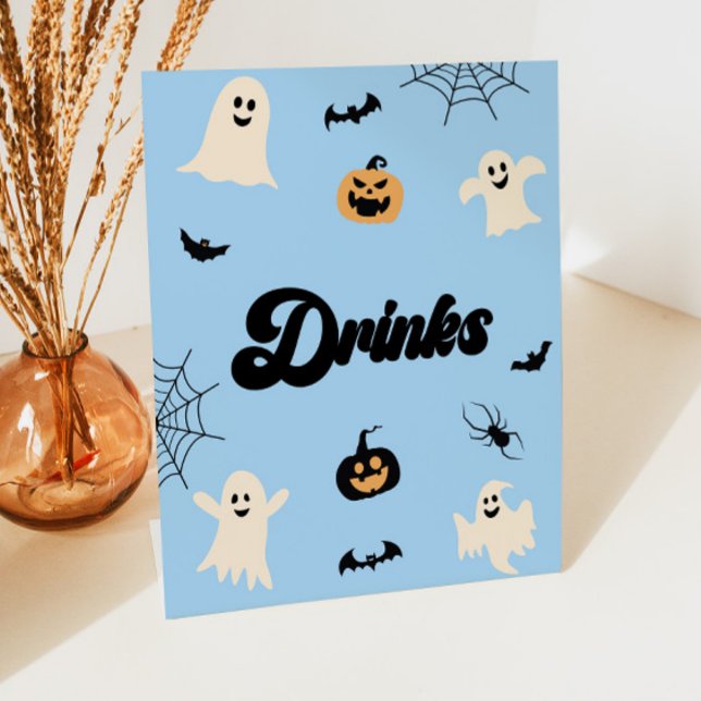 Blue Halloween Spooky Drinks Party Pedestal Sign (Creator Uploaded)