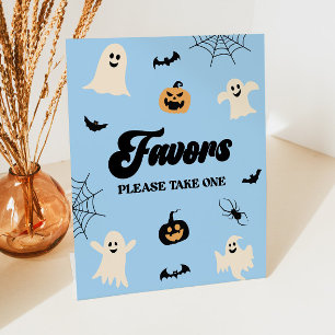 Blue Halloween Spooky Party Favours Pedestal Sign