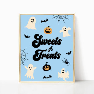 Blue Halloween Spooky Sweets and Treats Sign