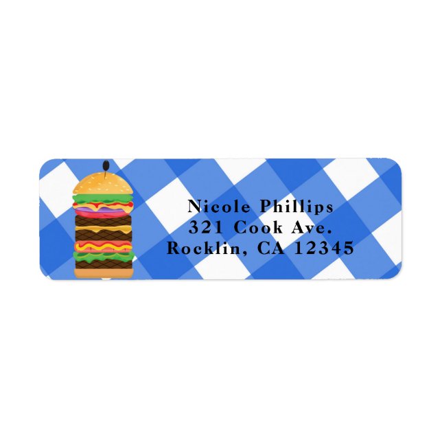 Blue Hamburger Summer Cookout Barbecue Invitation (Front)