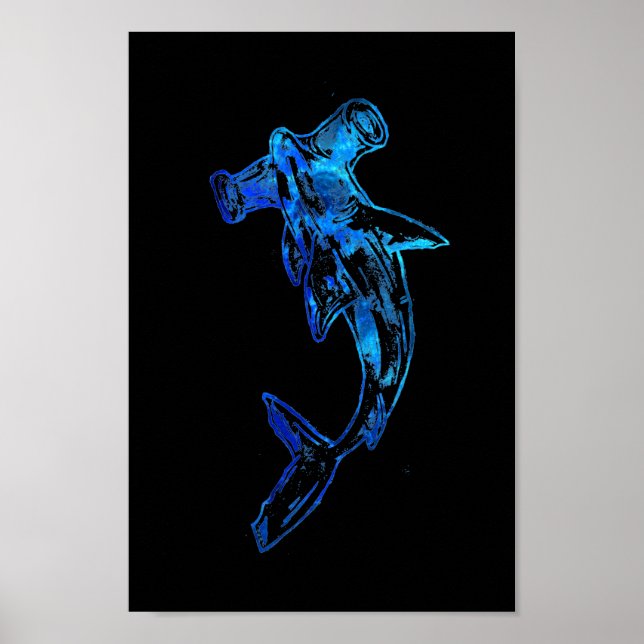 Blue Hammerhead Shark Tattoo Poster (Front)
