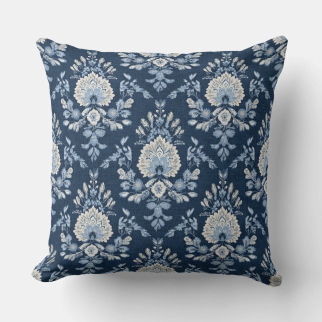 Blue Hamptons Throw Pillow (Front)