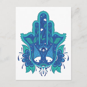 Blue Hamsa Design Postcard