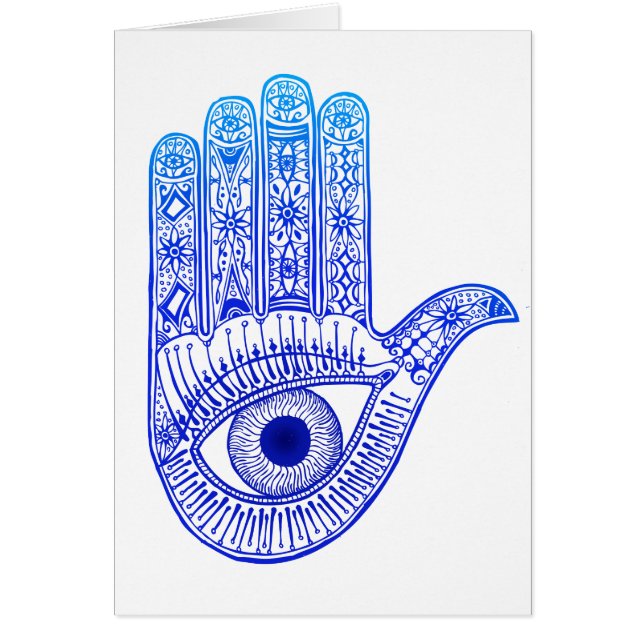Blue Hamsa Hand / Evil Eye Defence / Hand of Mary (Front)