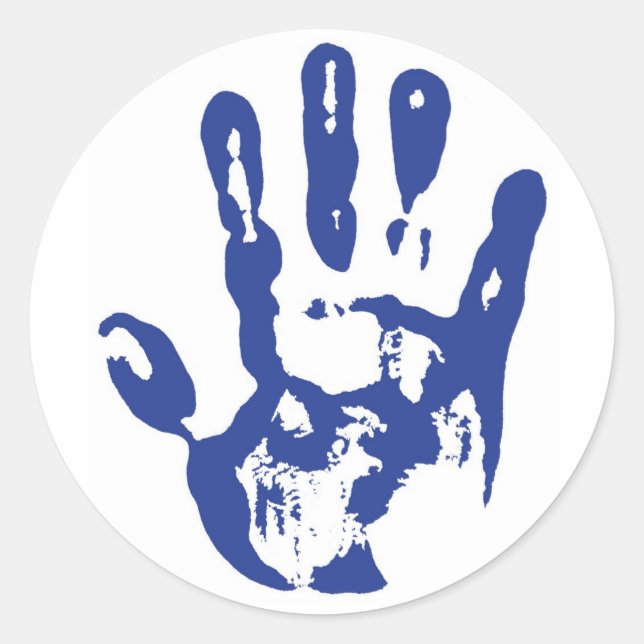 Blue Hand Classic Round Sticker (Front)