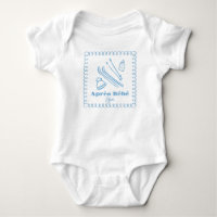 Blue Hand-Drawn Après Bébé Winter Ski Boy